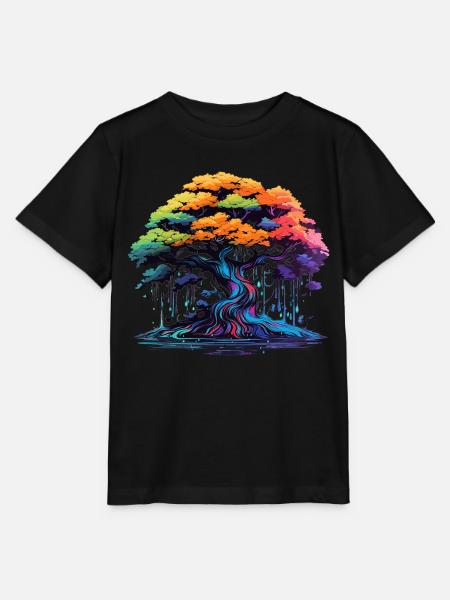 Bunter Bonsai Baum - Stanley/Stella Kinder T-Shirt MINI CREATOR - Schwarz