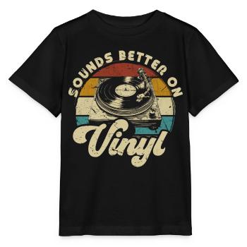 vinyl vinyl music turntable retro - Stanley/Stella MINI CREATOR Kids’ T-Shirt - black - Front - Mikhail (115cm)