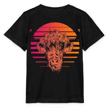 Scottish Highlands Highland Cattle Highland Cow - Stanley/Stella MINI CREATOR Kids’ T-Shirt - black - Front - Mikhail (115cm)