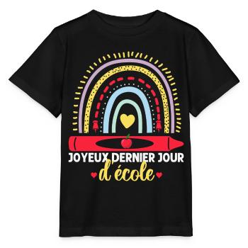 Joyeux dernier jour d' école cadeau pour maîtresse - T-shirt bio MINI CREATOR Stanley/Stella Enfant - noir - Devant - Mikhail (115cm)