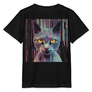 Katze Glitch - Stanley/Stella Kinder T-Shirt MINI CREATOR  - Schwarz - Vorne - Mikhail (115cm)
