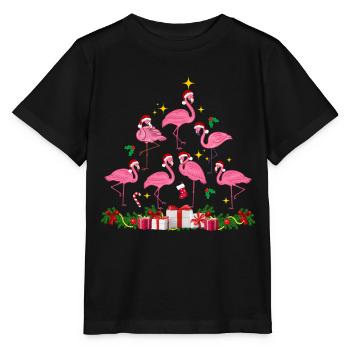 Flamant rose Noël. Cadeau de Noël - T-shirt bio MINI CREATOR Stanley/Stella Enfant - noir - Devant - Mikhail (115cm)