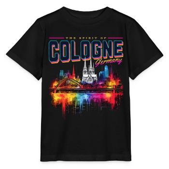 Köln Skyline Kölner Dom Deutschland Stadt Bunt - Stanley/Stella Kinder T-Shirt MINI CREATOR  - Schwarz - Vorne - Mikhail (115cm)