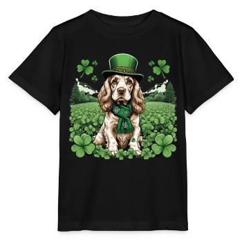 Irish Setter St. Patrick's Day Green Hat Pup - Stanley/Stella Kinder T-Shirt MINI CREATOR  - Schwarz - Vorne - Mikhail (115cm)