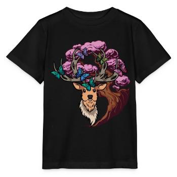Orignal cerf fantaisie papillons tête de cerf - T-shirt bio MINI CREATOR Stanley/Stella Enfant - noir - Devant - Mikhail (115cm)
