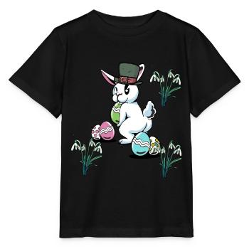 Easter eggs Easter festival Easter bunny rabbit child - Stanley/Stella MINI CREATOR Kids’ T-Shirt - black - Front - Mikhail (115cm)