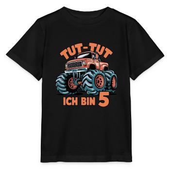 Monster Truck - Ich bin 5 - Einzigartiges Geschenk - Stanley/Stella Kinder T-Shirt MINI CREATOR  - Schwarz - Vorne - Mikhail (115cm)