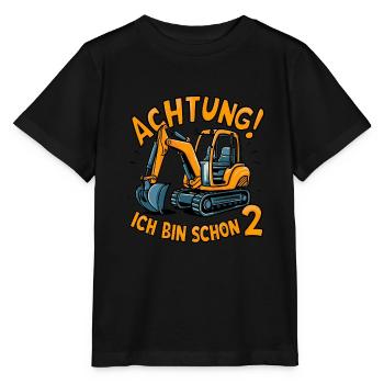 Ich bin schon 2 - Bagger - Stanley/Stella Kinder T-Shirt MINI CREATOR  - Schwarz - Vorne - Mikhail (115cm)