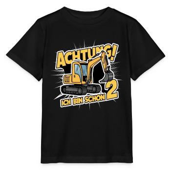 Ich bin schon 2 - Bagger - Stanley/Stella Kinder T-Shirt MINI CREATOR  - Schwarz - Vorne - Mikhail (115cm)