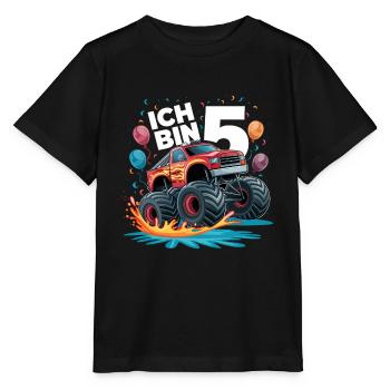 Monster Truck - Ich bin 5 - Einzigartiges Geschenk - Stanley/Stella Kinder T-Shirt MINI CREATOR  - Schwarz - Vorne - Mikhail (115cm)