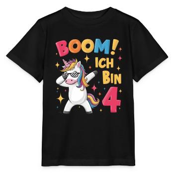 Boom! Ich bin 4 - Einhorn - Stanley/Stella Kinder T-Shirt MINI CREATOR  - Schwarz - Vorne - Mikhail (115cm)
