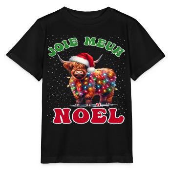 Joie Meuh Noël Cadeau Humoristique Vache Noël - T-shirt bio MINI CREATOR Stanley/Stella Enfant - noir - Devant - Mikhail (115cm)