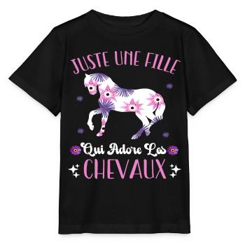 Juste Une Fille Qui Adore Les Chevaux Cadeau - T-shirt bio MINI CREATOR Stanley/Stella Enfant - noir - Devant - Mikhail (115cm)