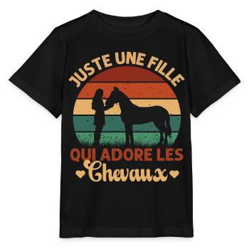 Juste Une Fille Qui Adore Les Chevaux Cadeau Rétro - T-shirt bio MINI CREATOR Stanley/Stella Enfant - noir - Devant - Mikhail (115cm)
