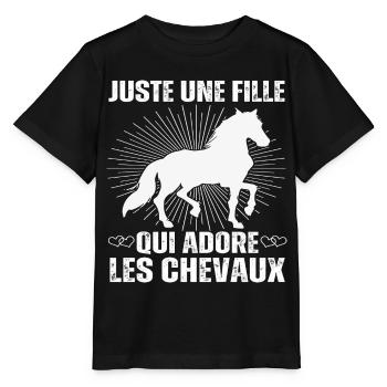Juste Une Fille Qui Adore Les Chevaux Cadeau - T-shirt bio MINI CREATOR Stanley/Stella Enfant - noir - Devant - Mikhail (115cm)