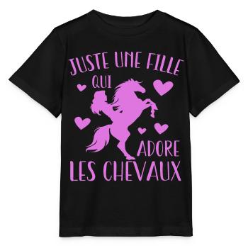 Juste Une Fille Qui Adore Les Chevaux Cadeau - T-shirt bio MINI CREATOR Stanley/Stella Enfant - noir - Devant - Mikhail (115cm)