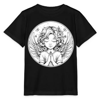 Ange priant en cercle - T-shirt bio MINI CREATOR Stanley/Stella Enfant - noir - Devant - Mikhail (115cm)