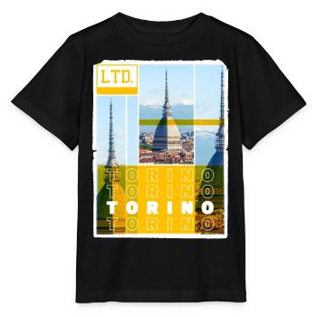 Turin Turin Turin Italie Ville Skyline Vacances Amour - T-shirt bio MINI CREATOR Stanley/Stella Enfant - noir - Devant - Mikhail (115cm)
