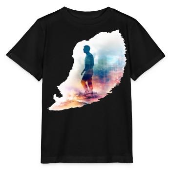 Ein Mann der nach links schaut im Watercolor Style - Stanley/Stella Kinder T-Shirt MINI CREATOR  - Schwarz - Vorne - Mikhail (115cm)