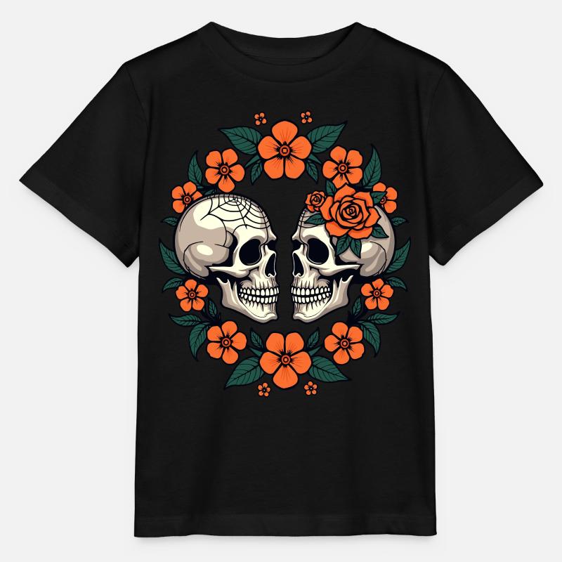Crânes & Fleurs Sombre Esthétique Floral - T-shirt bio MINI CREATOR Stanley/Stella Enfant - noir