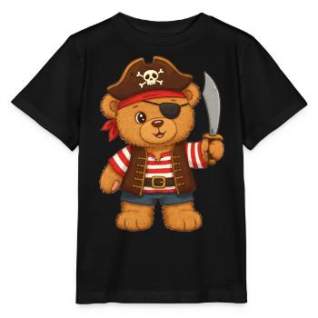 Ours en peluche Pirate - T-shirt bio MINI CREATOR Stanley/Stella Enfant - noir - Devant - Mikhail (115cm)