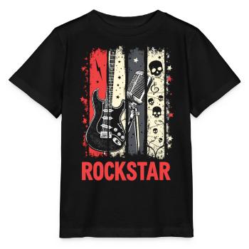 Chemise Rocker – Motif de musique rock rétro - T-shirt bio MINI CREATOR Stanley/Stella Enfant - noir - Devant - Mikhail (115cm)