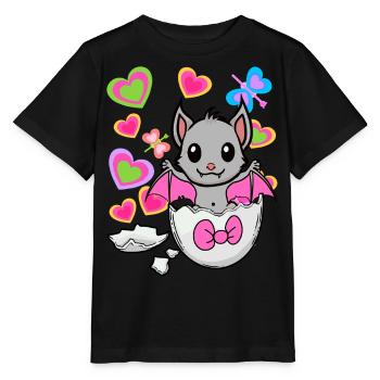 Fledermaus Eierschale Geburt Ei Kinder Kind - Stanley/Stella Kinder T-Shirt MINI CREATOR  - Schwarz - Vorne - Mikhail (115cm)