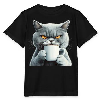 Realistic: with coffee - Stanley/Stella MINI CREATOR Kids’ T-Shirt - black - Front - Mikhail (115cm)