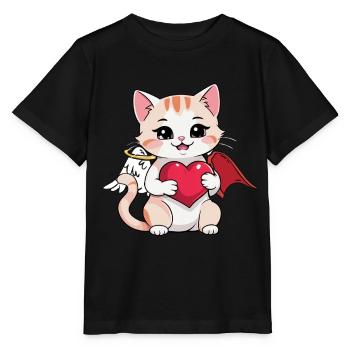 Katze Katzen Engel Teufel okkult spirituell - Stanley/Stella Kinder T-Shirt MINI CREATOR  - Schwarz - Vorne - Mikhail (115cm)