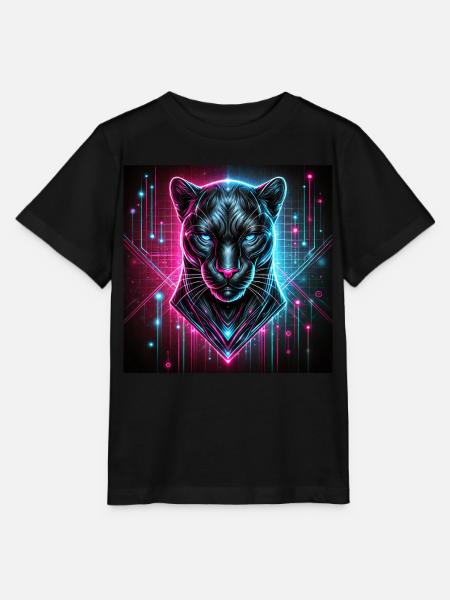 Cyberpunk Panther – Neon Stil - Stanley/Stella Kinder T-Shirt MINI CREATOR - Schwarz