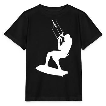 Kitesurfing Silhouette Kiteboarding Kitesurfer - Stanley/Stella Kinder T-Shirt MINI CREATOR  - Schwarz - Vorne - Mikhail (115cm)