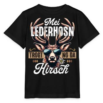 Trachtenshirt Herren Trachten T-Shirt Lederhosen - Stanley/Stella Kinder T-Shirt MINI CREATOR  - Schwarz - Vorne - Mikhail (115cm)