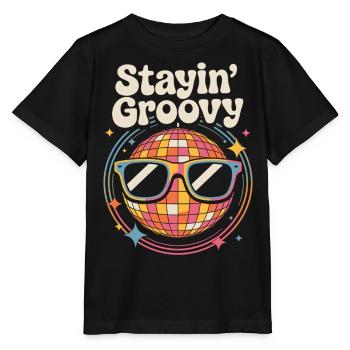 Bunte Diskokugel mit Sonnenbrille - Stanley/Stella Kinder T-Shirt MINI CREATOR  - Schwarz - Vorne - Mikhail (115cm)