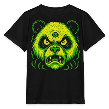 Dreiaugiger Neon-Panda mit Killerblick - Stanley/Stella Kinder T-Shirt MINI CREATOR  - Schwarz - Vorne - Mikhail (115cm)