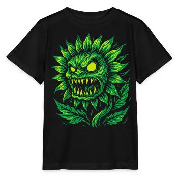 Dämonische Sonnenblume im Neonstil - Stanley/Stella Kinder T-Shirt MINI CREATOR  - Schwarz - Vorne - Mikhail (115cm)