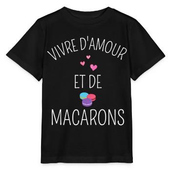 Vivre d' amour et de macaron humour cadeau - T-shirt bio MINI CREATOR Stanley/Stella Enfant - noir - Devant - Mikhail (115cm)