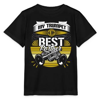 Trompette Trompettiste Musicien Idée Cadeau - T-shirt bio MINI CREATOR Stanley/Stella Enfant - noir - Devant - Mikhail (115cm)