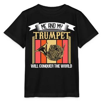 Trompette Instrument de musique Brass Band Idée cadeau - T-shirt bio MINI CREATOR Stanley/Stella Enfant - noir - Devant - Mikhail (115cm)