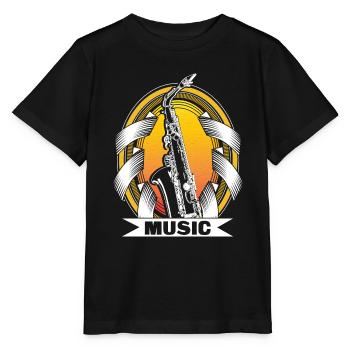 Saxophone Blues Concert Gift Idea - Stanley/Stella MINI CREATOR Kids’ T-Shirt - black - Front - Mikhail (115cm)