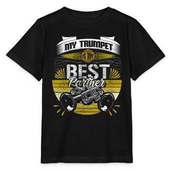 Idée cadeau Trumpet Brass Band - T-shirt bio MINI CREATOR Stanley/Stella Enfant - noir - Devant - Mikhail (115cm)