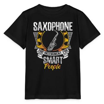 Saxophon Blasinstrument Musik Geschenkidee - Stanley/Stella Kinder T-Shirt MINI CREATOR  - Schwarz - Vorne - Mikhail (115cm)