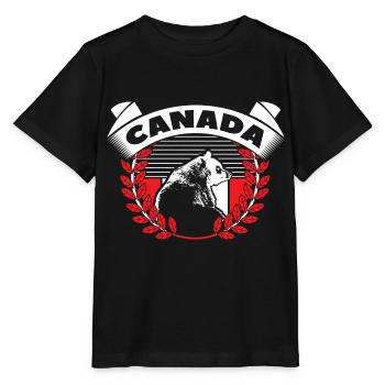 Cadeau du drapeau de la feuille d’érable du Canada - T-shirt bio MINI CREATOR Stanley/Stella Enfant - noir - Devant - Mikhail (115cm)