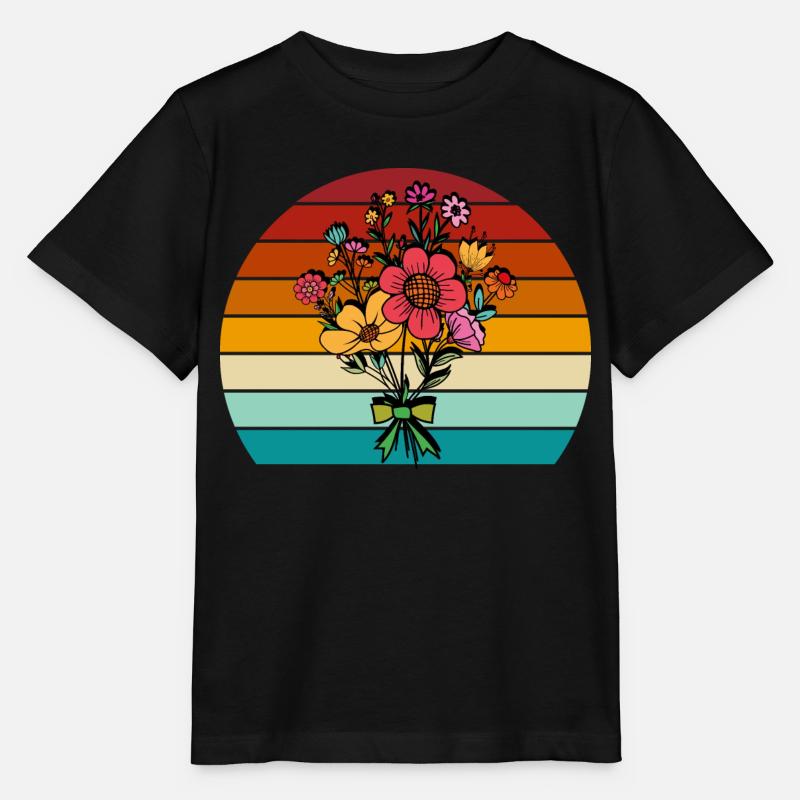 Süßer bunter Wildblumenstrauß bei Sonnenuntergang - Stanley/Stella Kinder T-Shirt MINI CREATOR - Schwarz