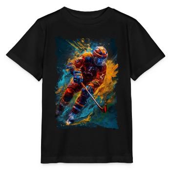 Bunter Eishockey Spieler Geschenk Eishockey Fans - Stanley/Stella Kinder T-Shirt MINI CREATOR  - Schwarz - Vorne - Mikhail (115cm)