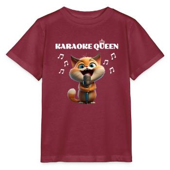 Karaoke Queen Singing Funny Cats Motif - Stanley/Stella MINI CREATOR Kids’ T-Shirt - burgundy - Front - Kain (125cm)