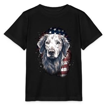 Hund Amerikanische Flagge stolzer Hundeliebhaber - Stanley/Stella Kinder T-Shirt MINI CREATOR  - Schwarz - Vorne - Mikhail (115cm)
