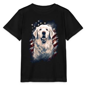 Hund Amerikanische Flagge stolzer Hundeliebhaber - Stanley/Stella Kinder T-Shirt MINI CREATOR  - Schwarz - Vorne - Mikhail (115cm)