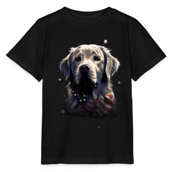 Hund Amerikanische Flagge stolzer Hundeliebhaber - Stanley/Stella Kinder T-Shirt MINI CREATOR  - Schwarz - Vorne - Mikhail (115cm)