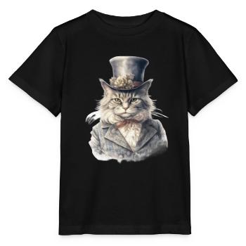 Katze im 1800 Jahre Stil Gekleidet Nobel Barock - Stanley/Stella Kinder T-Shirt MINI CREATOR  - Schwarz - Vorne - Mikhail (115cm)