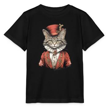 Katze im 1800 Jahre Stil Gekleidet Nobel Barock - Stanley/Stella Kinder T-Shirt MINI CREATOR  - Schwarz - Vorne - Mikhail (115cm)